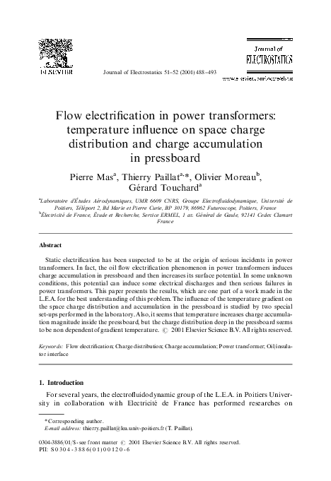 (PDF) Flow electrification in power transformers: temperature influence ...