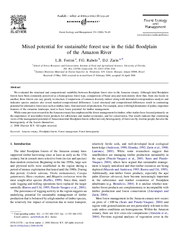 (PDF) Mixed potential for sustainable forest use in the tidal ...