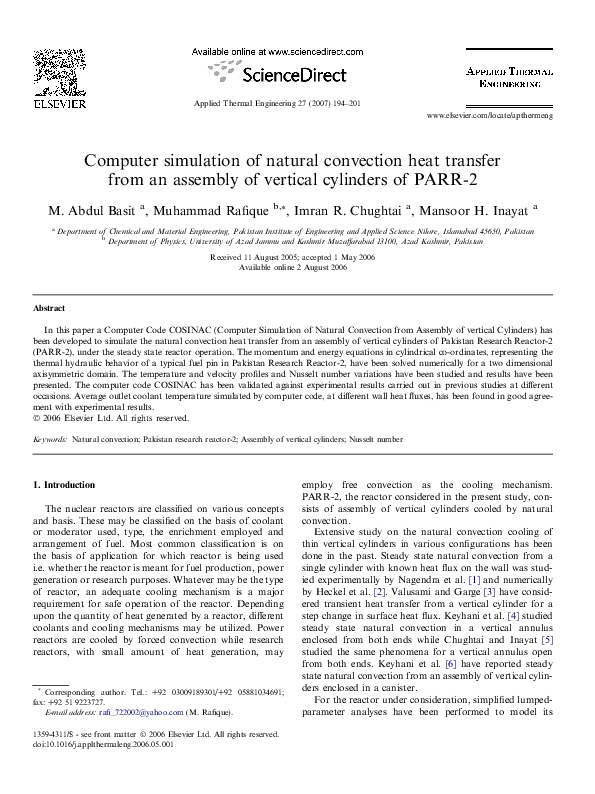 (PDF) Computer simulation of natural convection heat transfer from an ...
