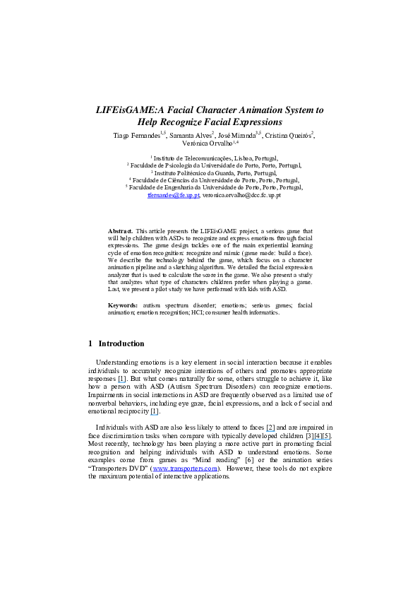 (PDF) LIFEisGAME:A Facial Character Animation System to Help Recognize ...