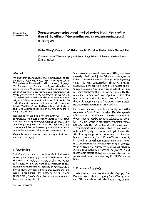 (PDF) Somatosensory spinal cord evoked potentials in the evaluation of ...