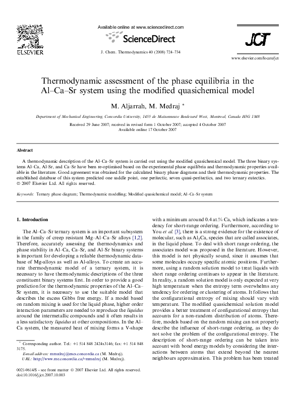 (PDF) Thermodynamic Assessment of the Phase Equilibria in the Al-Ca-Sr ...
