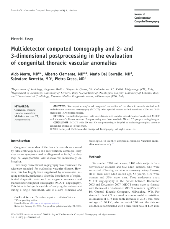 (PDF) Multidetector computed tomography and 2- and 3-dimensional ...