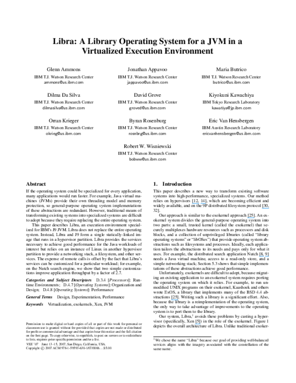 (PDF) Libra: a library operating system for a jvm in a virtualized ...