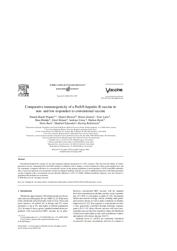 (PDF) Comparative immunogenicity of a PreS/S hepatitis B vaccine in non ...