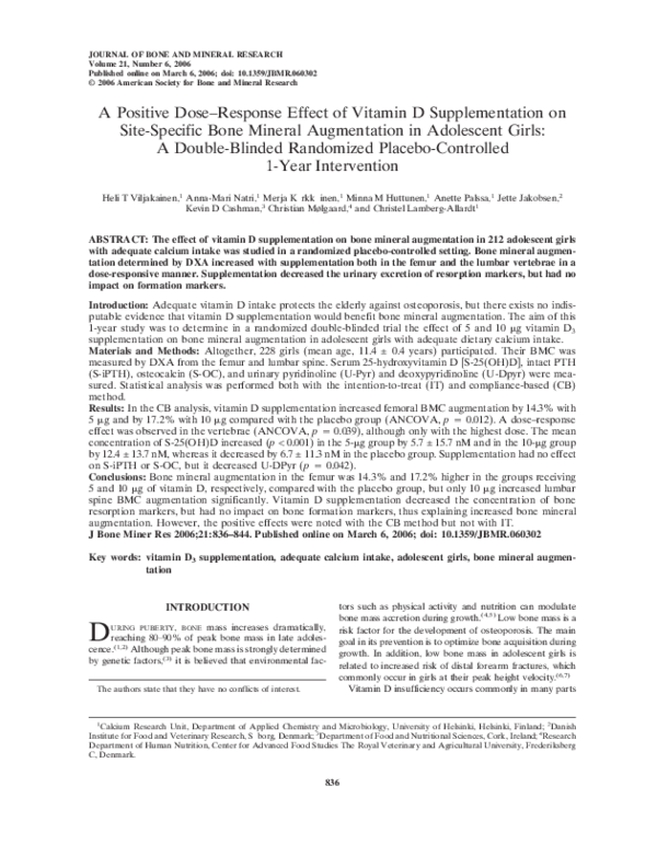 (PDF) A Positive Dose?Response Effect of Vitamin D Supplementation on ...