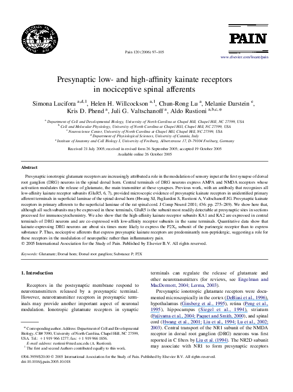 (PDF) Presynaptic low- and high-affinity kainate receptors in ...