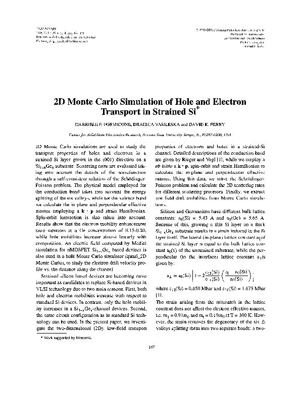 (PDF) 2D Monte Carlo Simulation of Hole and Electron Transport in ...