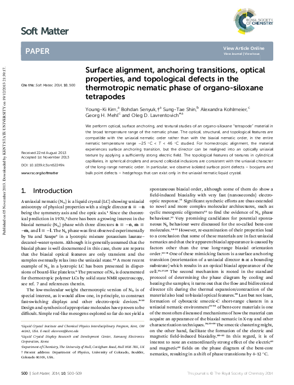 (PDF) Surface alignment, anchoring transitions, optical properties, and ...