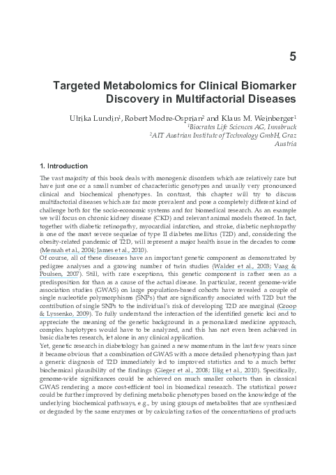 (PDF) Targeted Metabolomics for Clinical Biomarker Discovery in ...