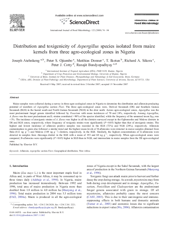 (PDF) Distribution and toxigenicity of Aspergillus species isolated ...