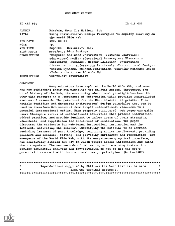 (PDF) Using Instructional Design Principles To Amplify Learning on the ...