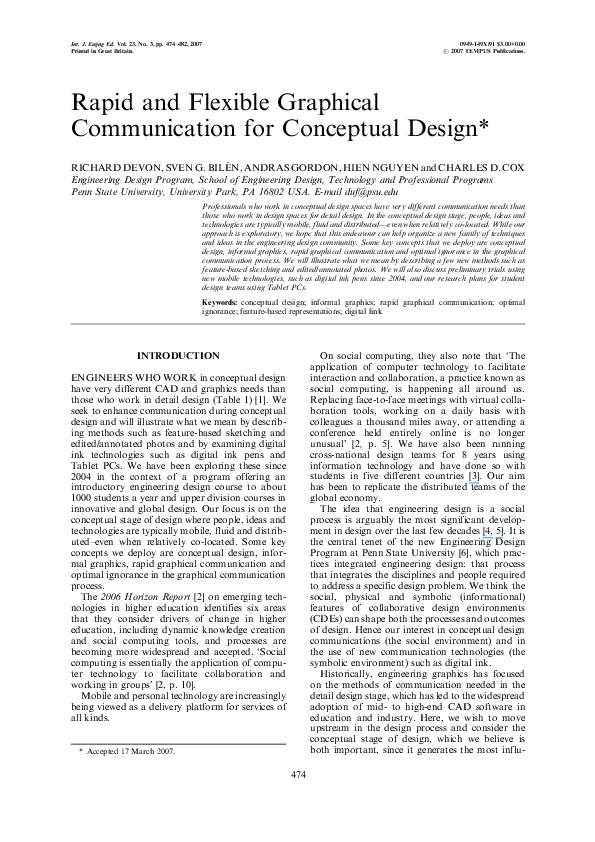 (PDF) Rapid and Flexible Graphical Communication for Conceptual Design