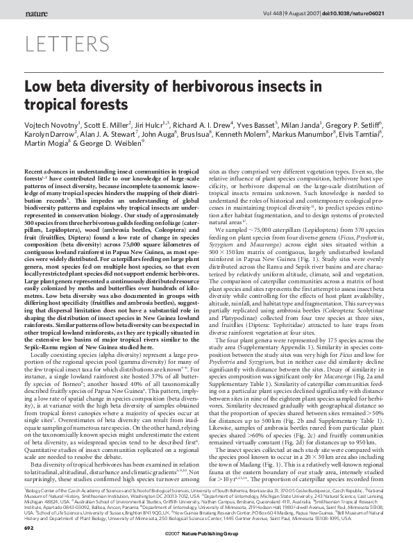 (PDF) Low beta diversity of herbivorous insects in tropical forests