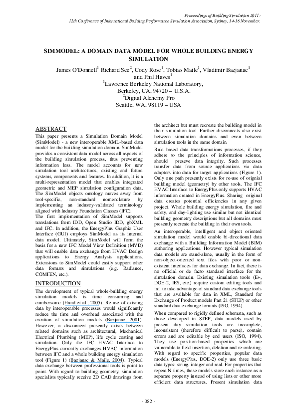 (PDF) Simmodel: A Domain Data Model for Whole Building Energy Simulation