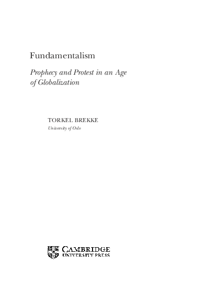 (PDF) Fundamentalism Prophecy and Protest in an Age of Globalization