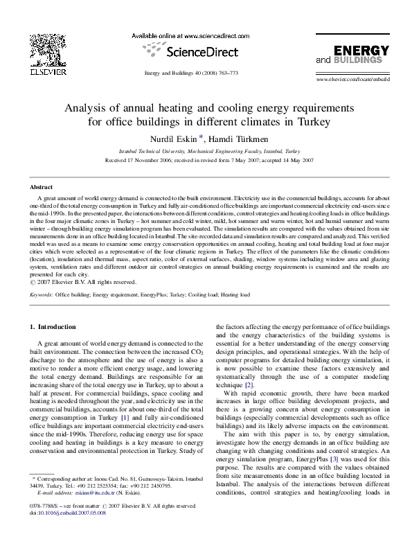 (PDF) Analysis of annual heating and cooling energy requirements for ...