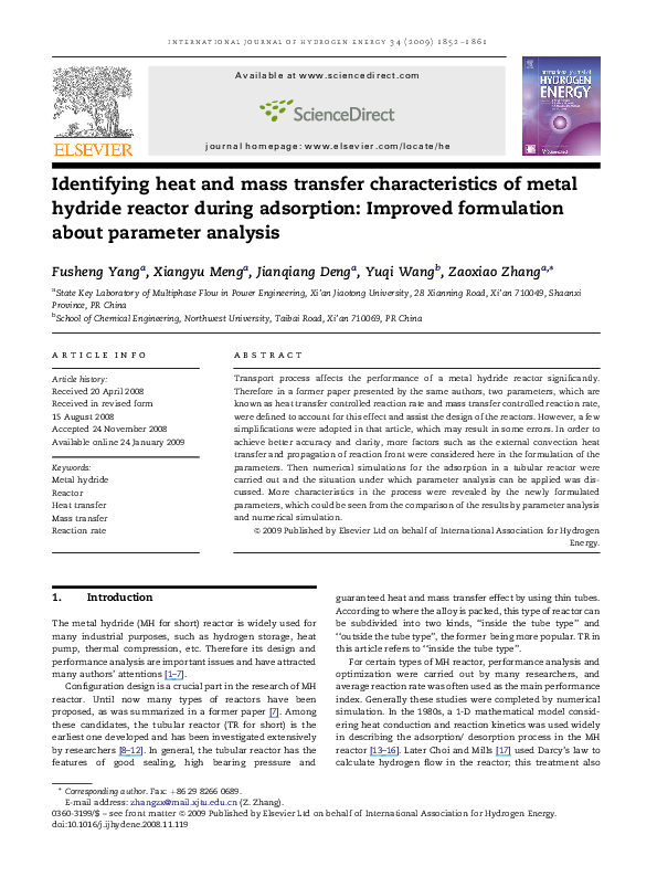 (PDF) Identifying heat and mass transfer characteristics of metal ...