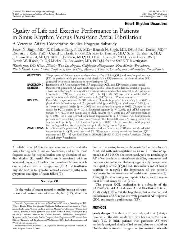 (PDF) Quality of Life and Exercise Performance in Patients in Sinus ...