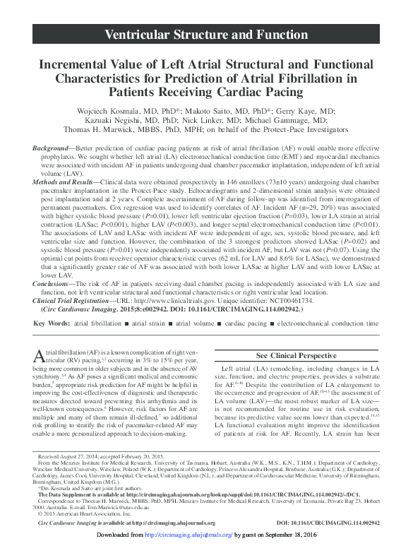 (PDF) Incremental value of left atrial structural and functional ...