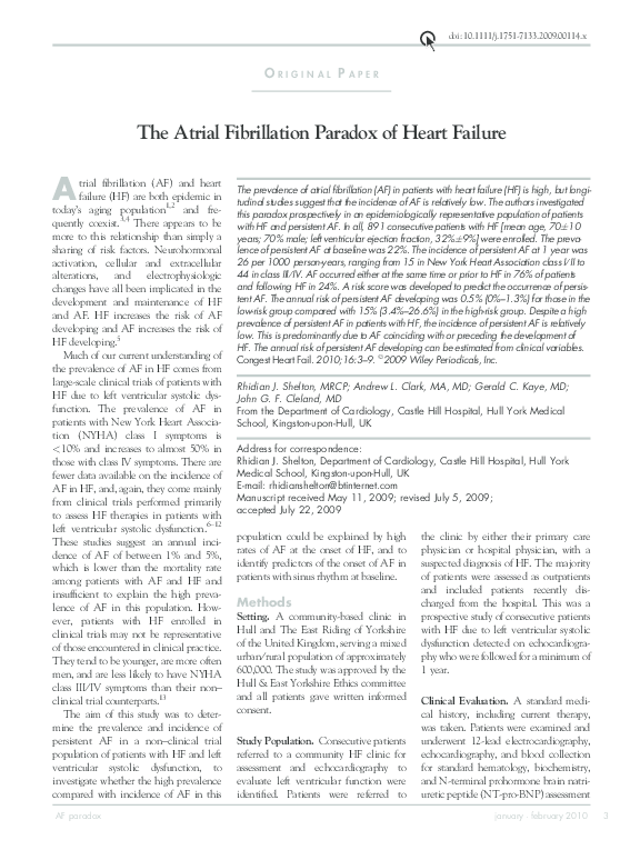 (PDF) The Atrial Fibrillation Paradox of Heart Failure