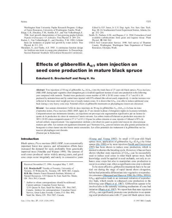 (PDF) Effects of gibberellin A 4/7 stem injection on seed cone ...