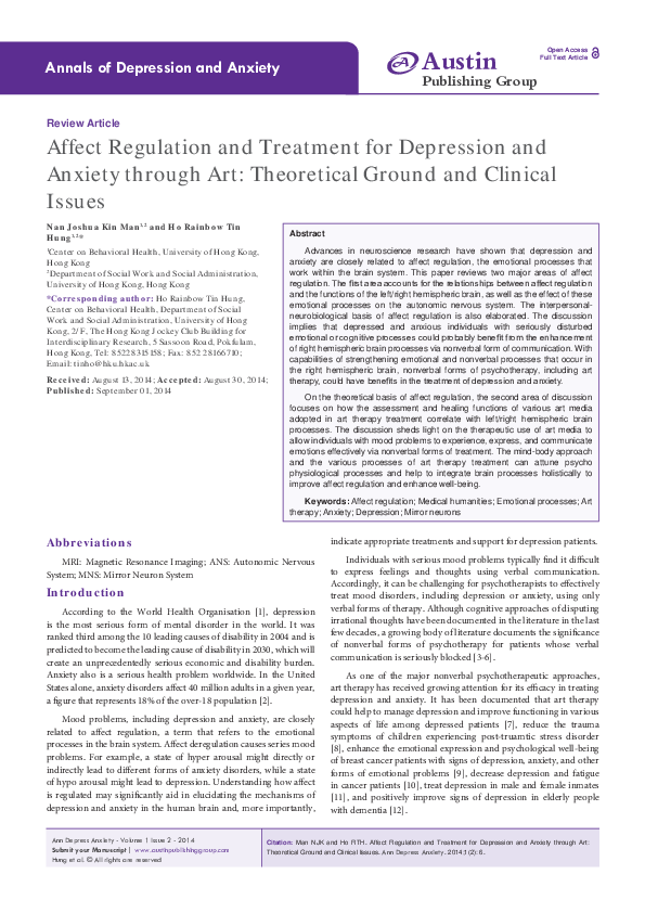 (PDF) Affect Regulation and Treatment for Depression and Anxiety ...