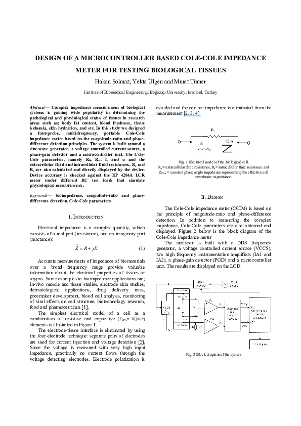 (PDF) Design of A Microcontroller Based Cole-Cole Impedance Meter for ...
