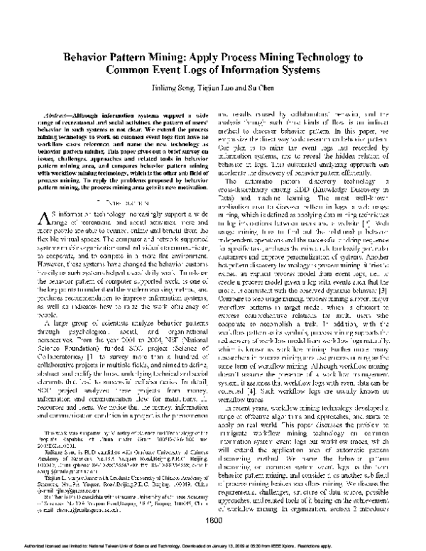 (PDF) Behavior Pattern Mining: Apply Process Mining Technology to ...