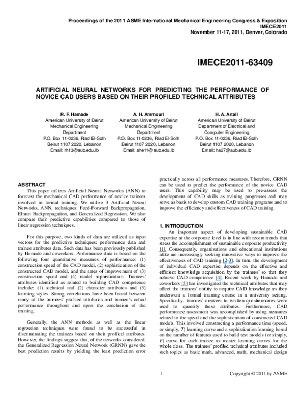(PDF) Artificial Neural Networks for Predicting the Performance of ...
