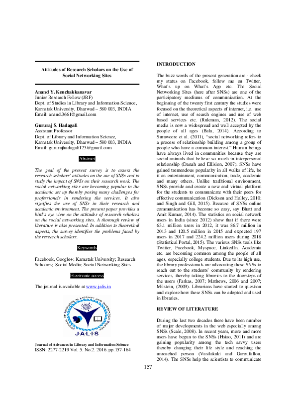 (PDF) Attitudes of Research Scholars on the Use of Social Networking Sites
