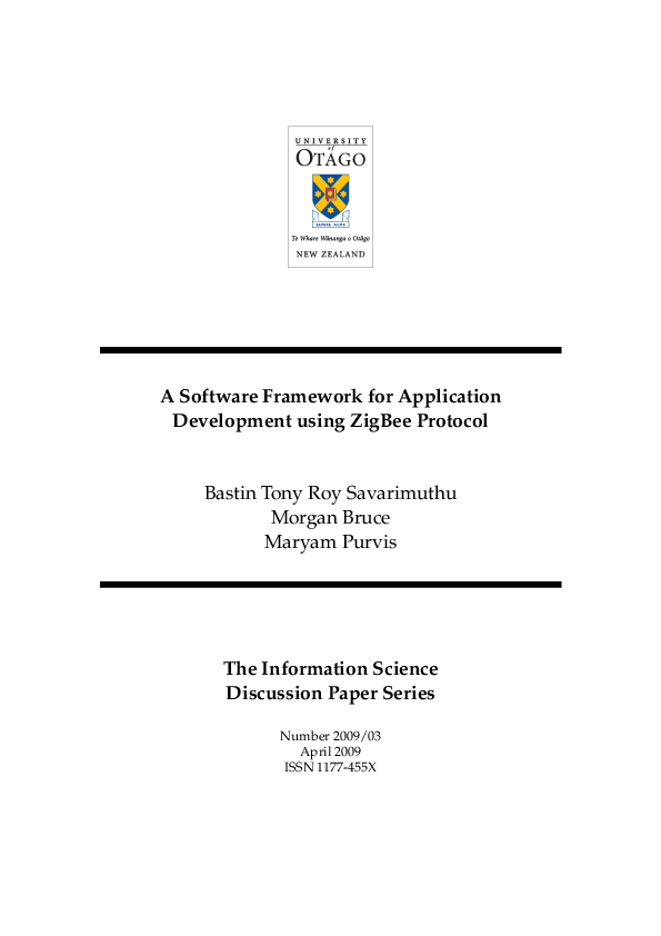 (PDF) A Software Framework for Application Development using ZigBee ...
