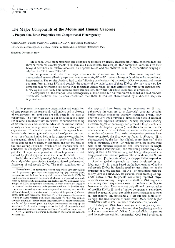(PDF) The Major Components of the Mouse and Human Genomes. 1 ...