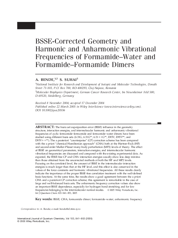 (PDF) BSSE-corrected geometry and harmonic and anharmonic vibrational ...