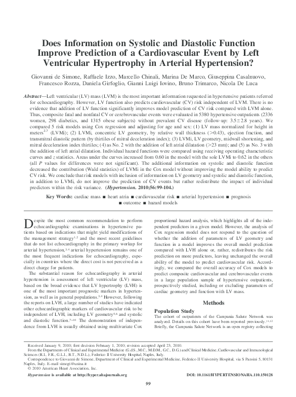 (PDF) Does information on systolic and diastolic function improve ...