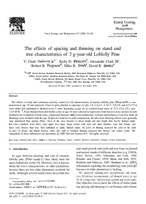 (PDF) The effects of spacing and thinning on stand and tree ...