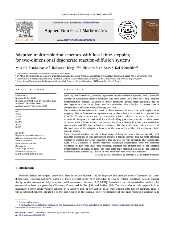 (PDF) Adaptive multiresolution schemes with local time stepping for two ...