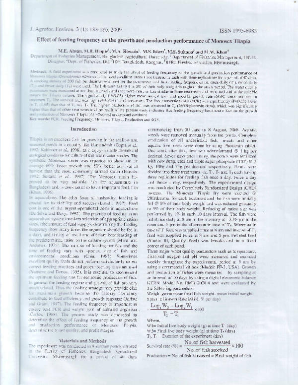 (PDF) Effect of feeding frequency on the growth and production ...