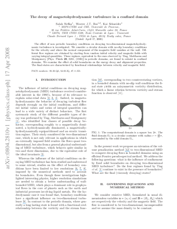 (PDF) The decay of magnetohydrodynamic turbulence in a confined domain