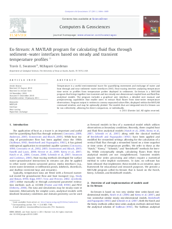 (PDF) Ex-Stream: A MATLAB program for calculating fluid flux through ...