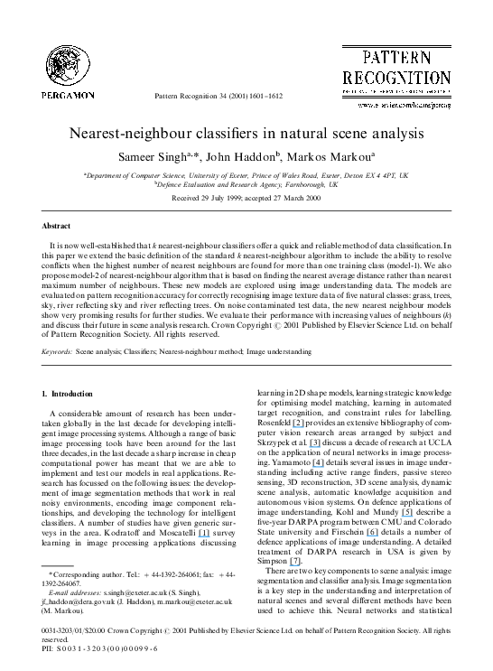 (PDF) Nearest-neighbour classifiers in natural scene analysis