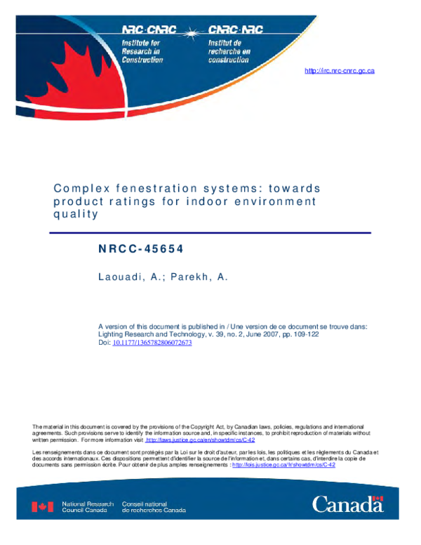 Pdf Complex Fenestration Systems Towards Product Ratings For Complex Fenestration Systems Towards Product Ratings For Indoor Environment Quality