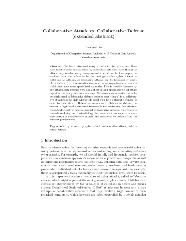 (PDF) Collaborative Attack vs Collaborative Defense