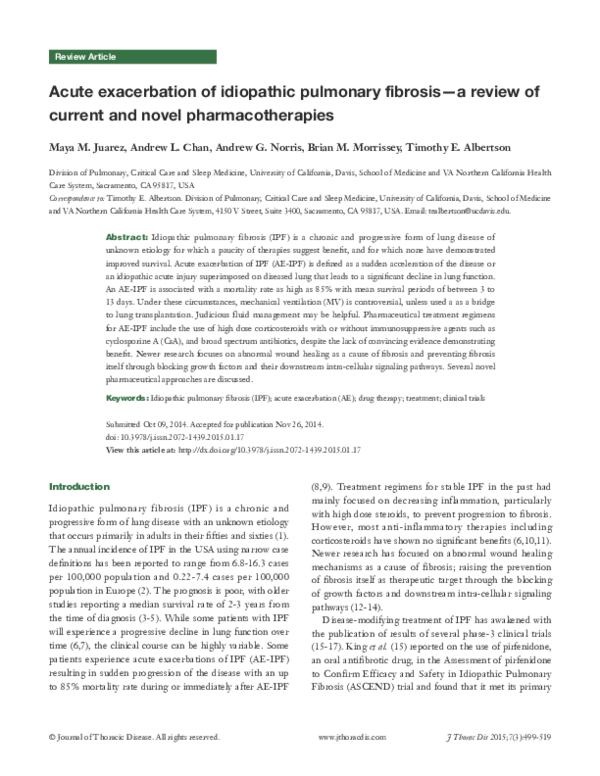 (PDF) Acute exacerbation of idiopathic pulmonary fibrosis-a review of ...