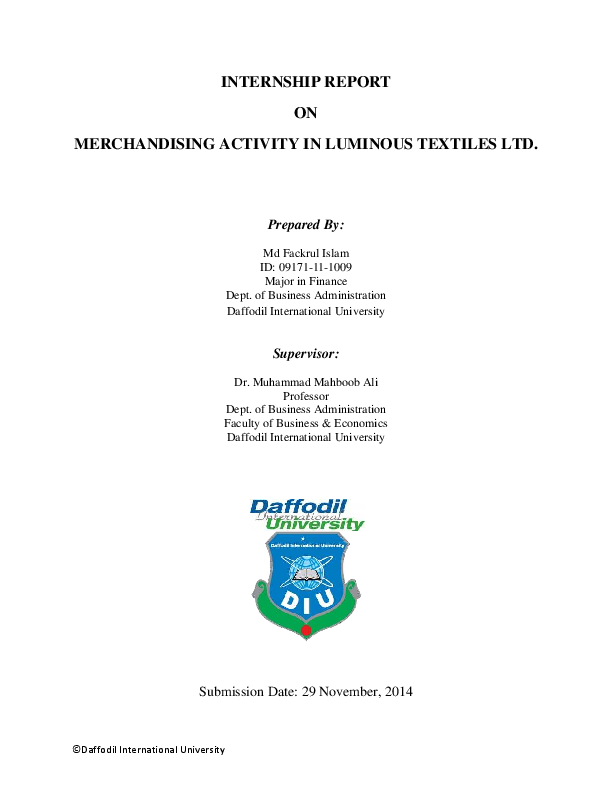 (PDF) INTERNSHIP REPORT ON MERCHANDISING ACTIVITY IN LUMINOUS TEXTILES LTD