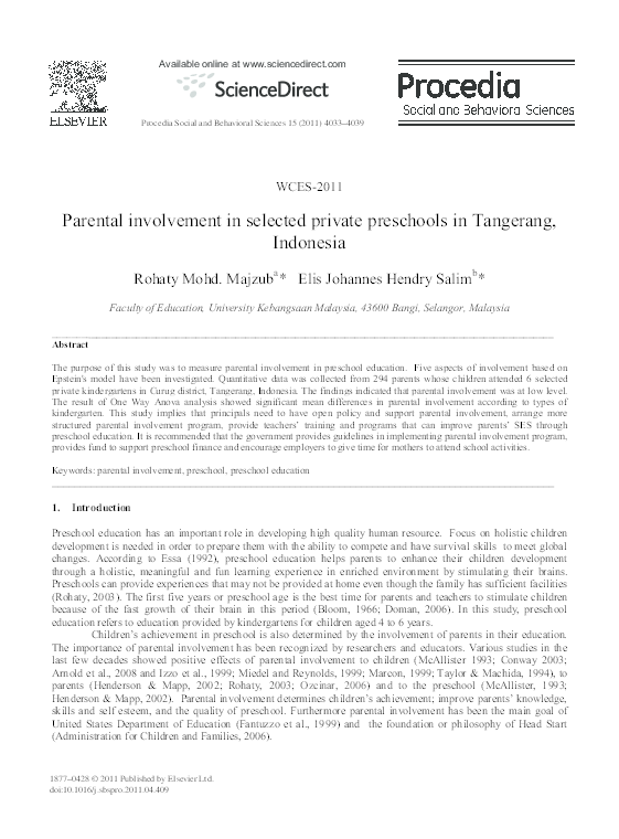 Dissertation involvement parental