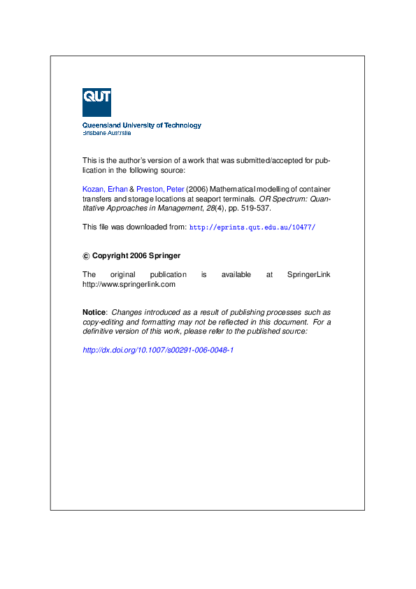 (PDF) Mathematical modelling of container transfers for a fleet of ...