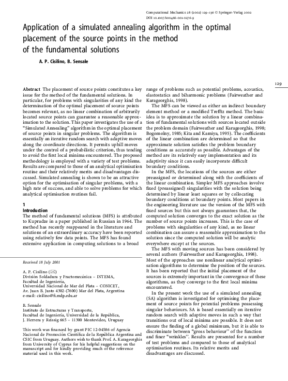 (PDF) Application of a simulated annealing algorithm in the optimal ...