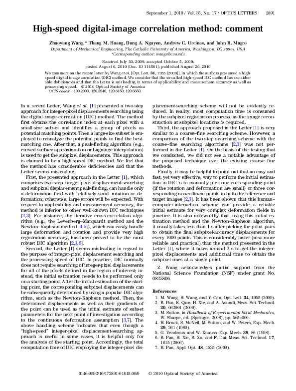 (PDF) Highspeed digitalimage correlation method comment zhaoyang