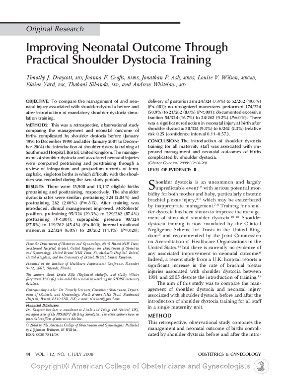 Complications of shoulder dystocia image